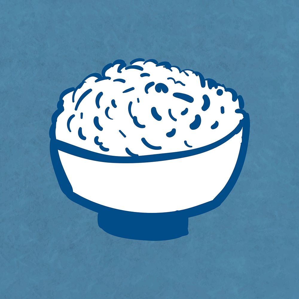 Japanese streamed rice in a bowl template illustration