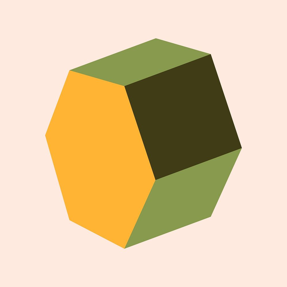 Retro green hexagonal prism geometrical shape vector