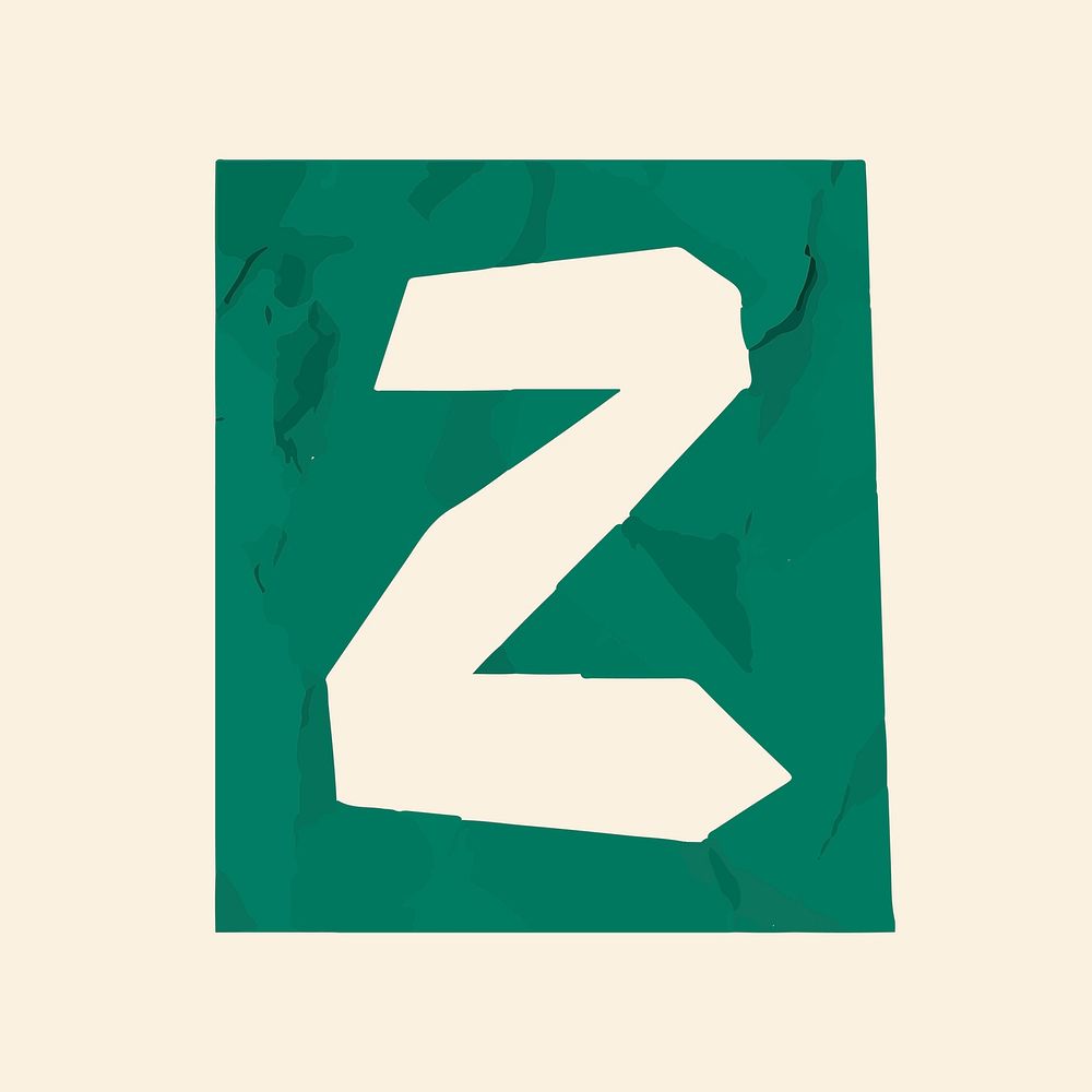 Z letter paper cut alphabet typography vector
