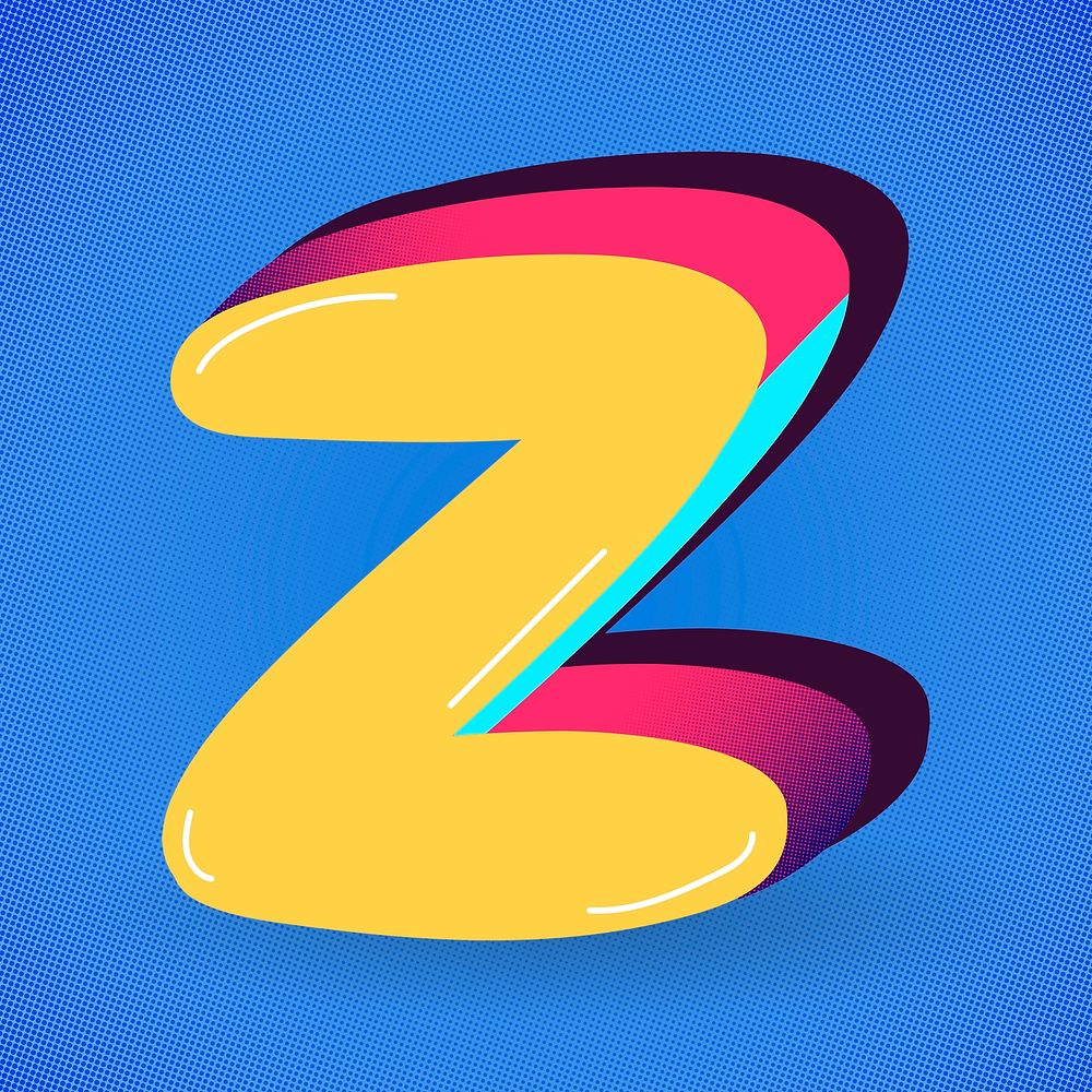 Letter Z yellow funky psd stylized typography