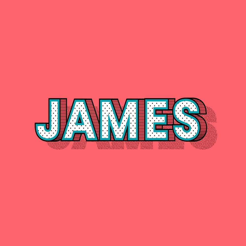 James name halftone vector word typography