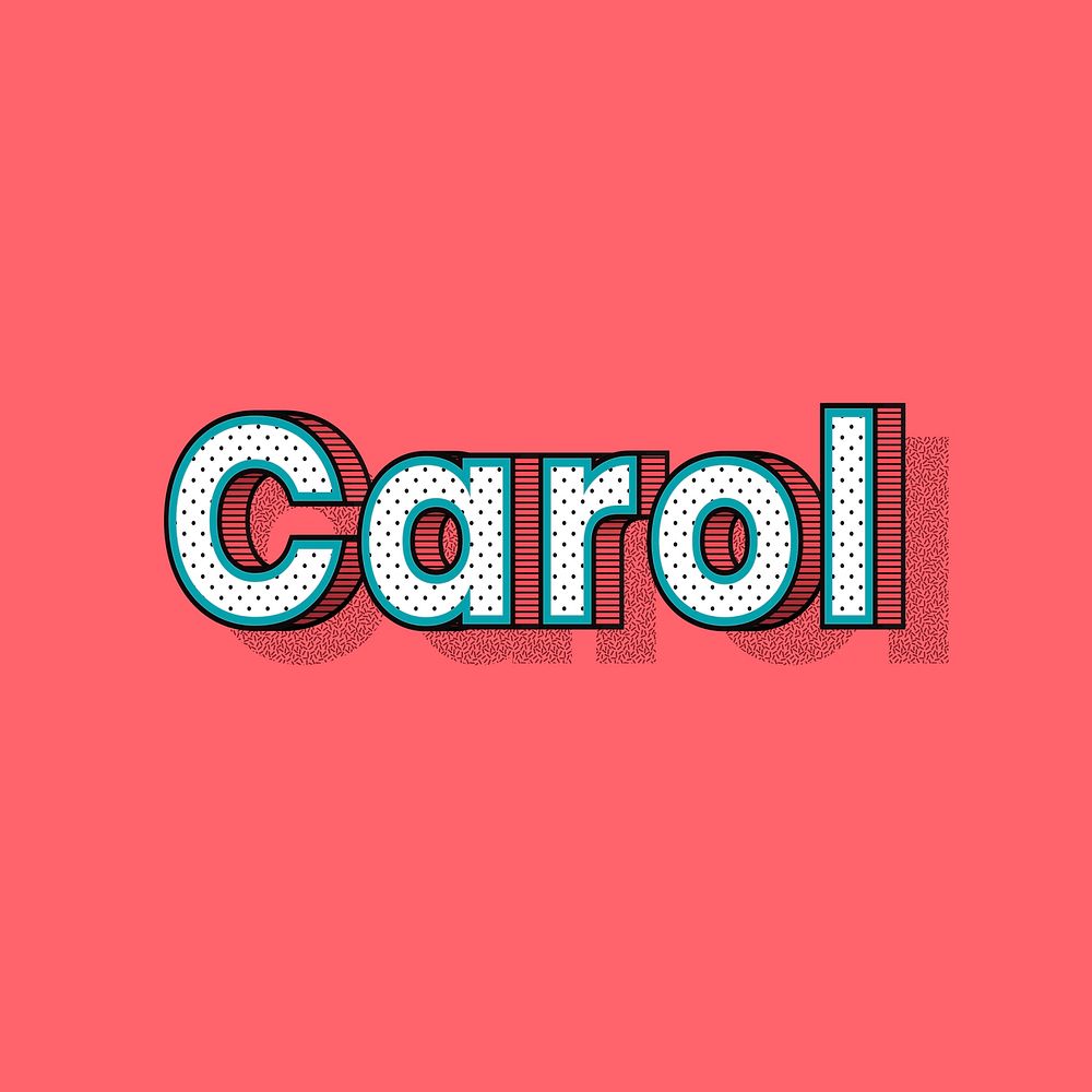 Carol name halftone vector word typography