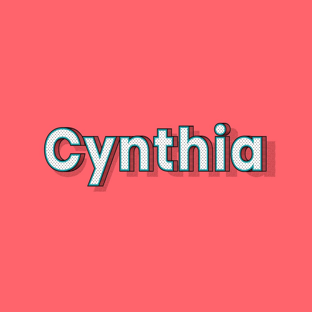 Cynthia name halftone vector word typography