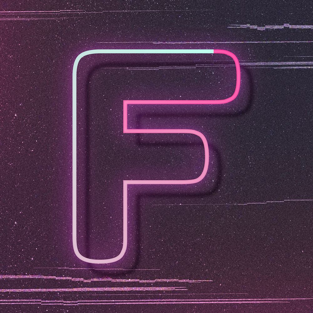 Capital letter F neon font typography