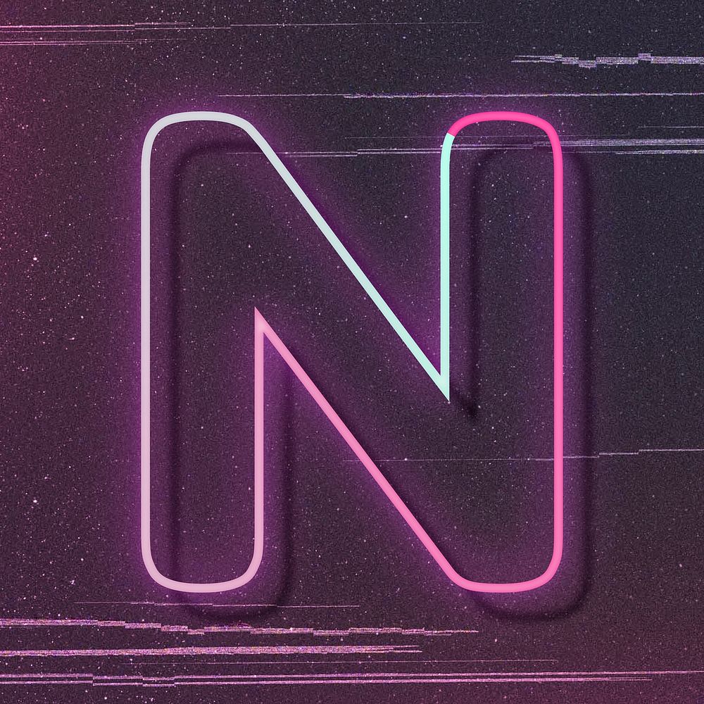 Letter N pink neon font typography
