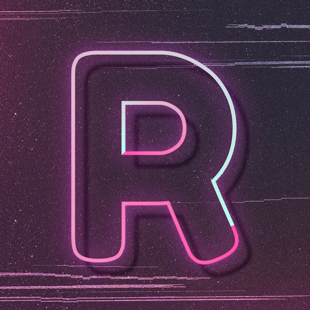 Letter R pink neon font typography