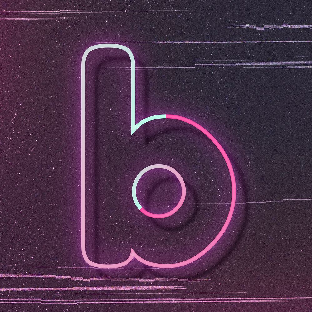 Gradient pink neon letter b illustration