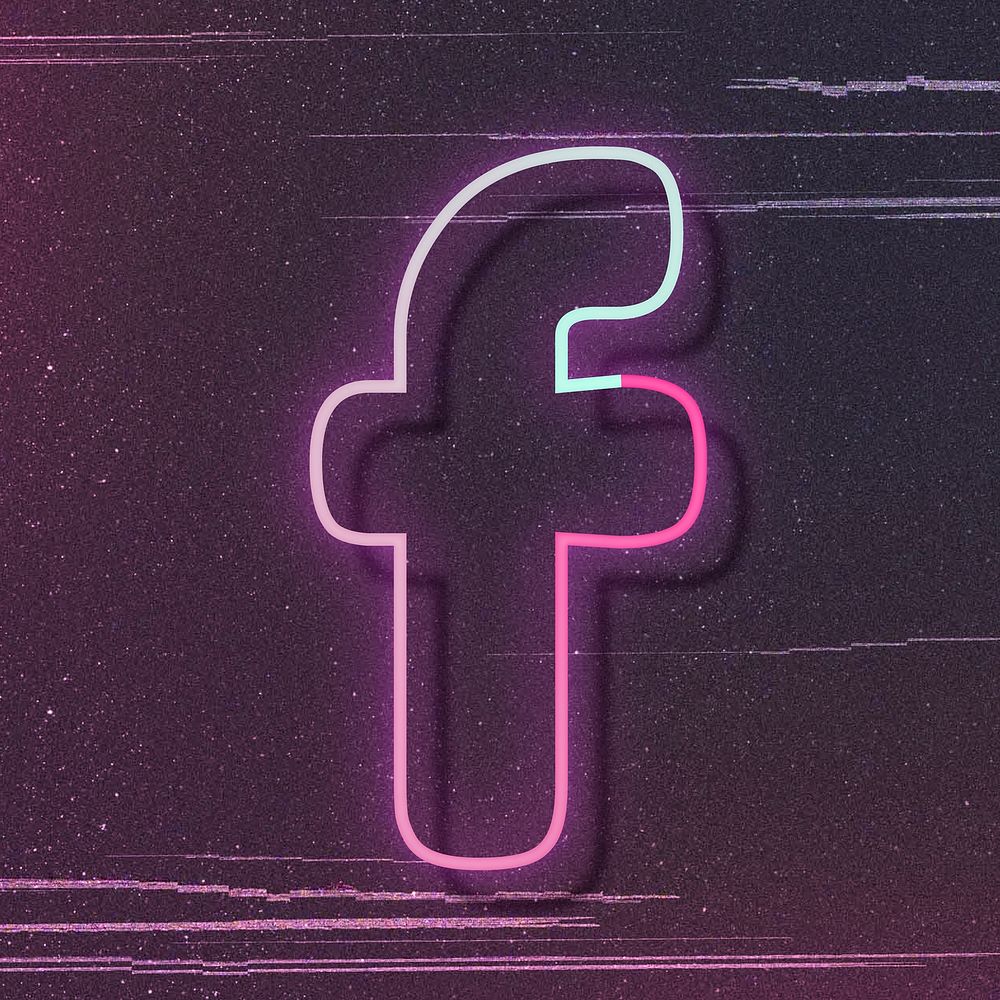 Pink neon LED letter f font typography
