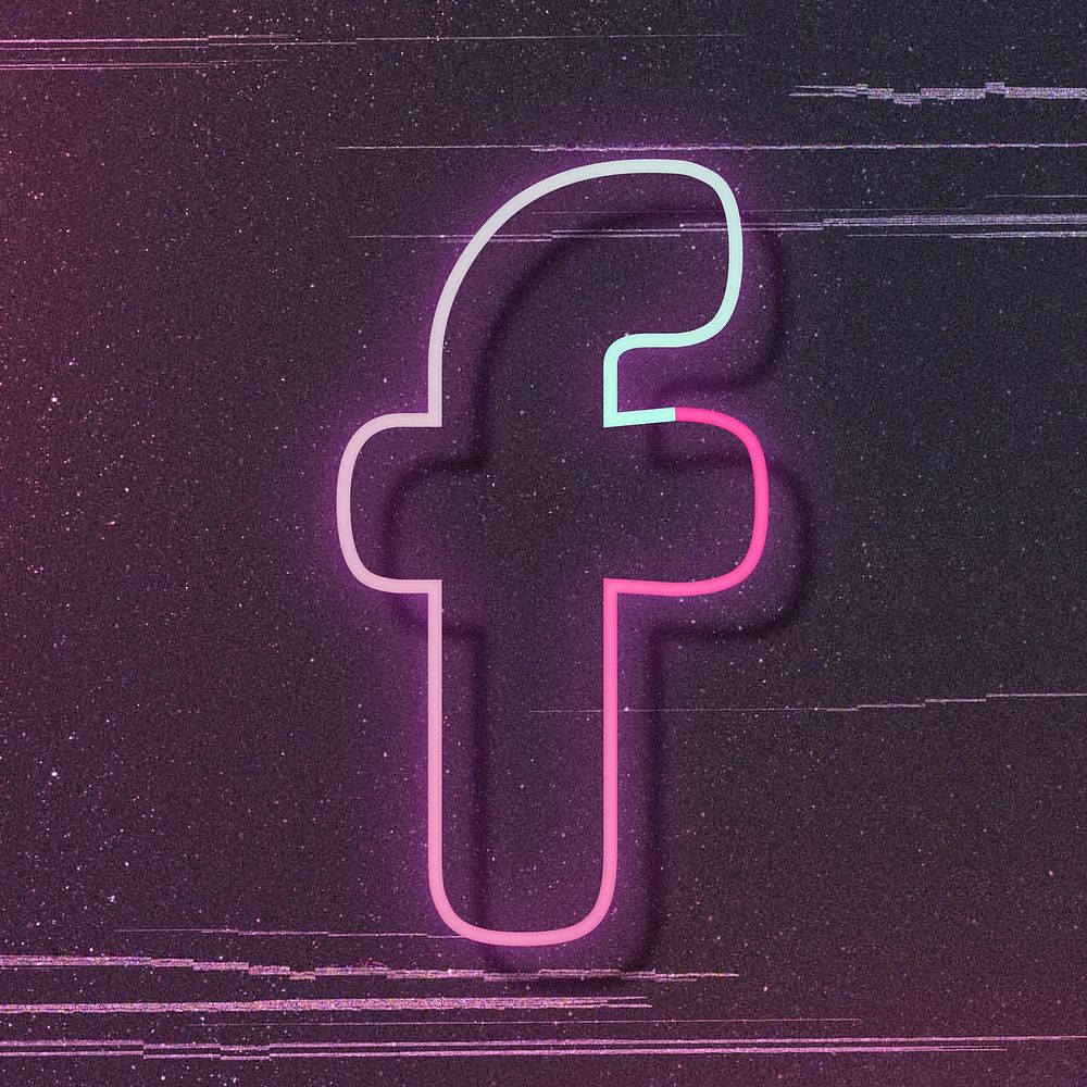 Pink neon LED letter f font typography vector
