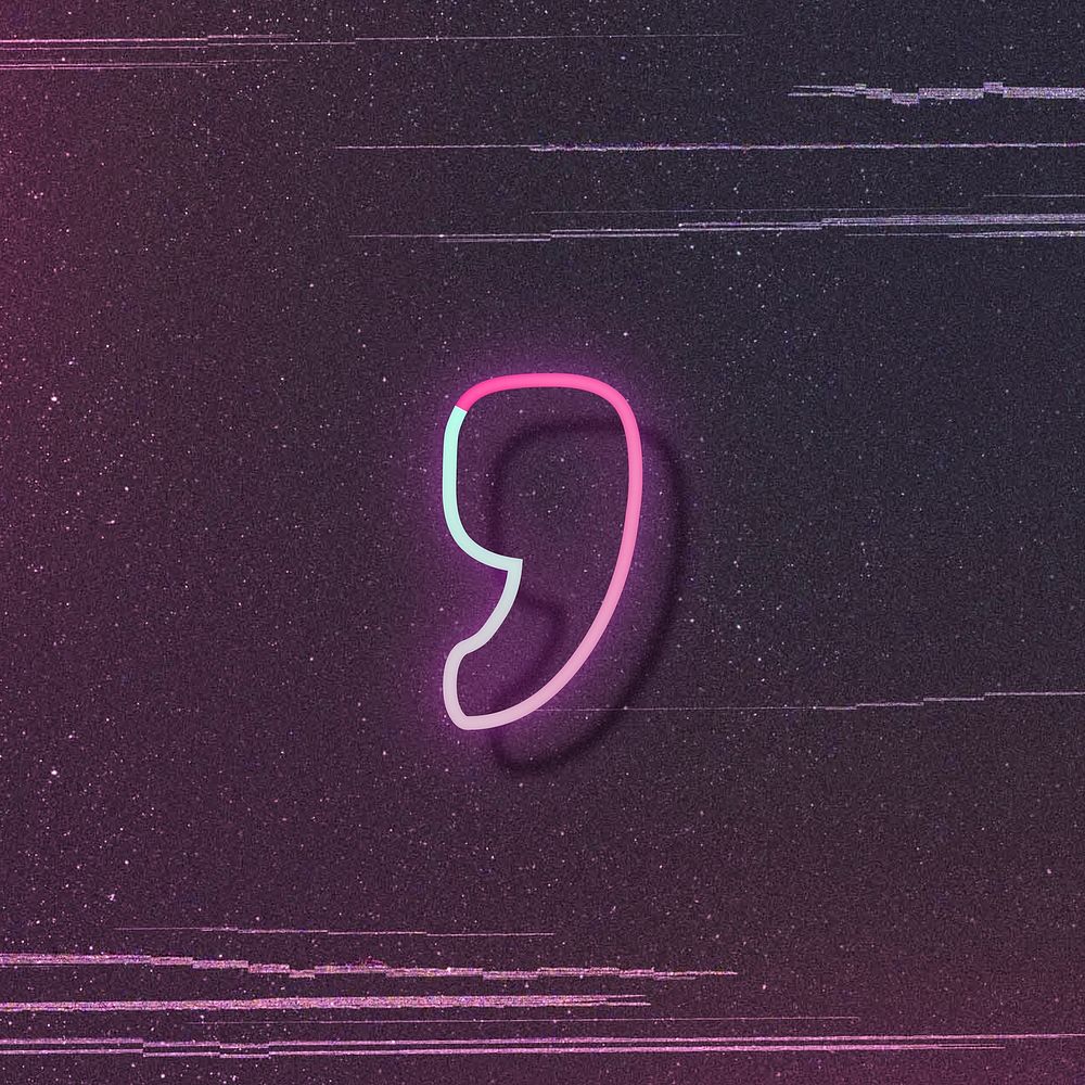 Pink neon glow apostrophe sign font typography