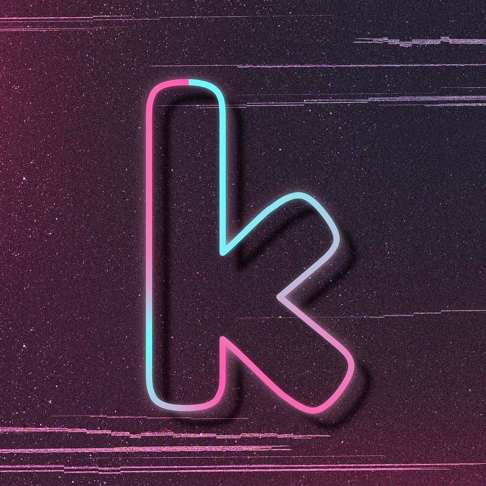Letter k pink neon font typography