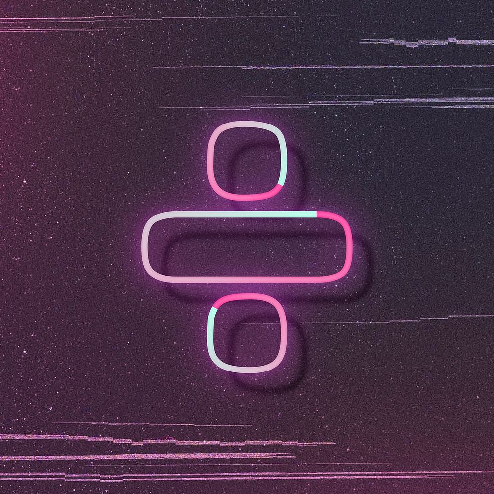 Pink neon glow division symbol font typography