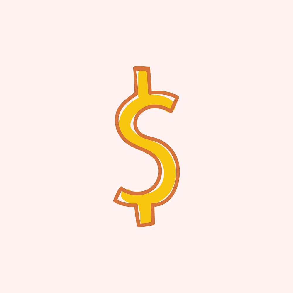 Dollar sign $ doodle typography font vector