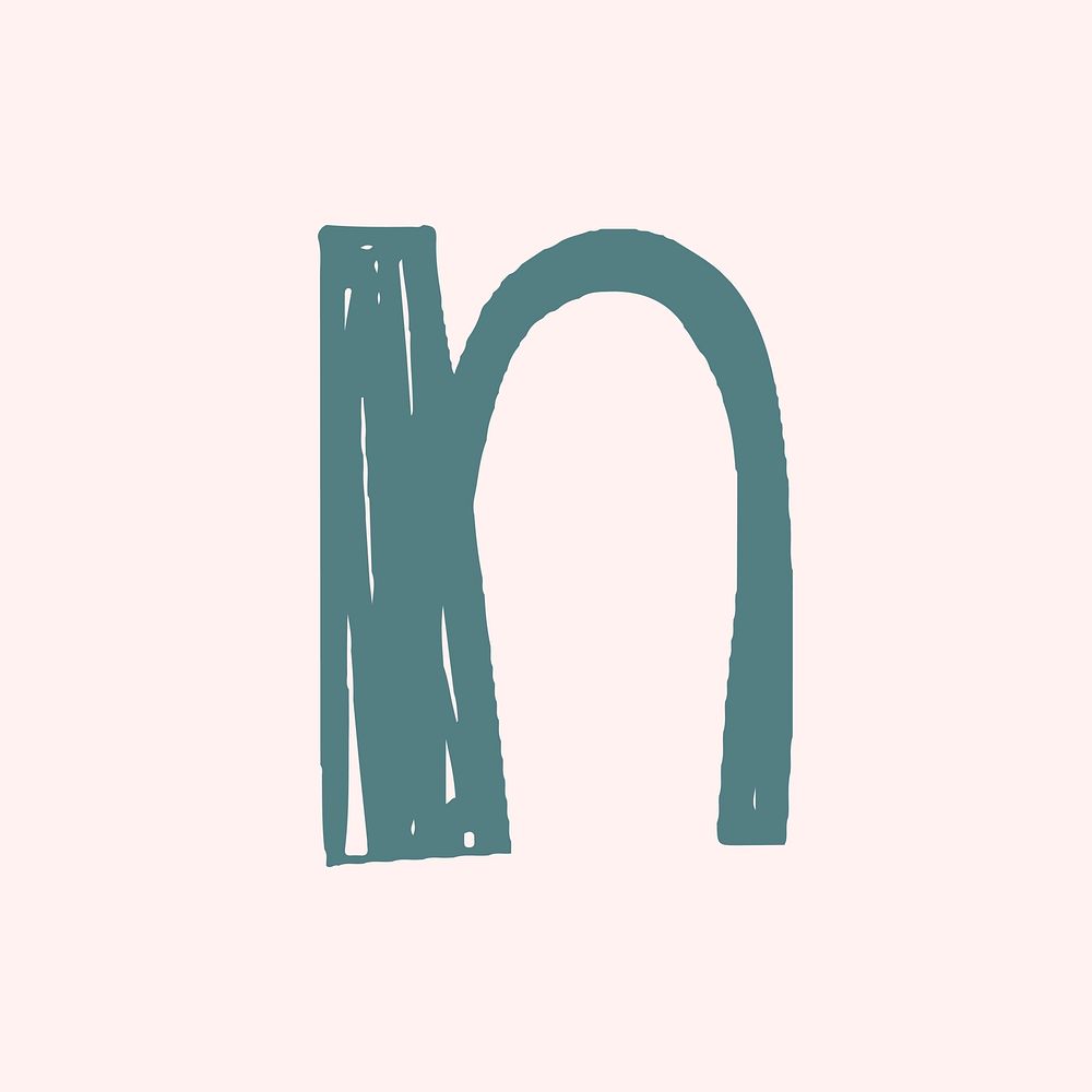 N letter doodle typography vector