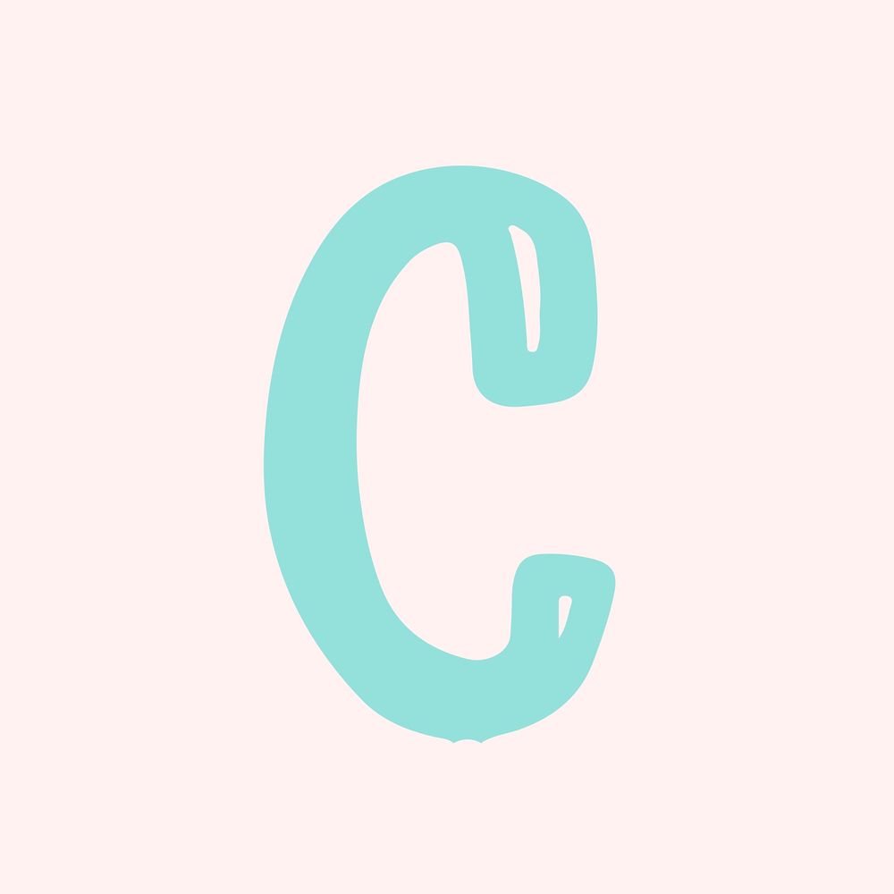 C letter doodle typography font vector