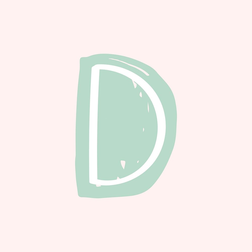 Letter D doodle typography font vector
