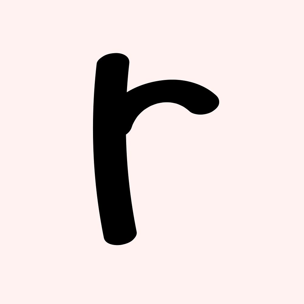 Letter R hand drawn doodle typography vector