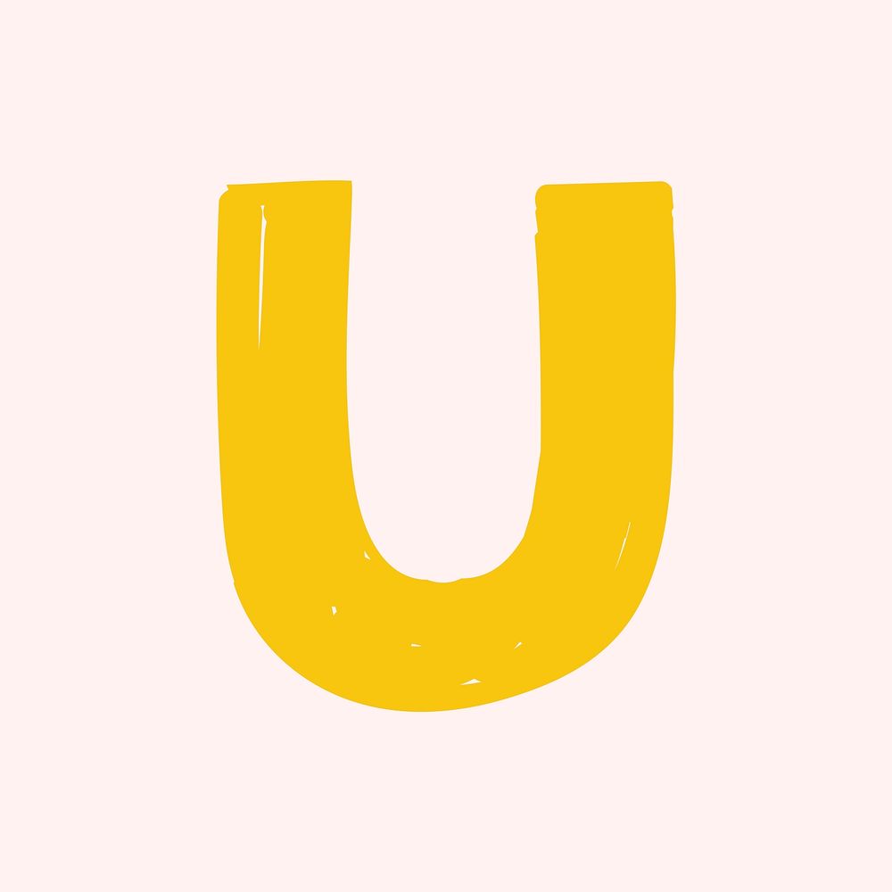 Letter U doodle font typography vector
