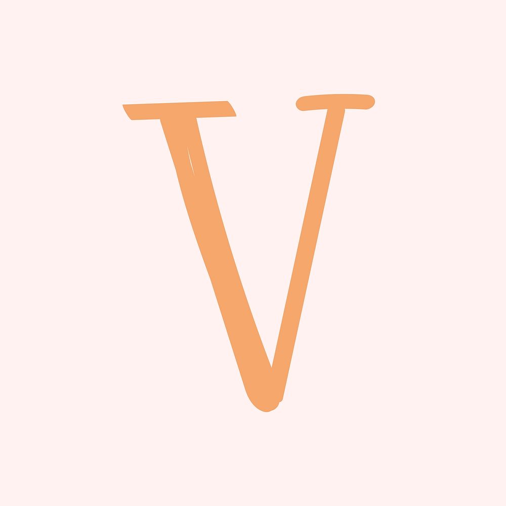 V letter doodle typography vector hand drawn