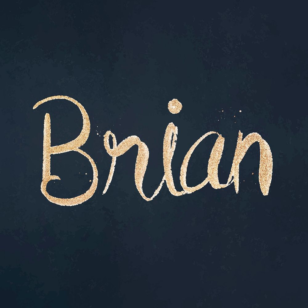 Glitter gold vector Brian name font typography