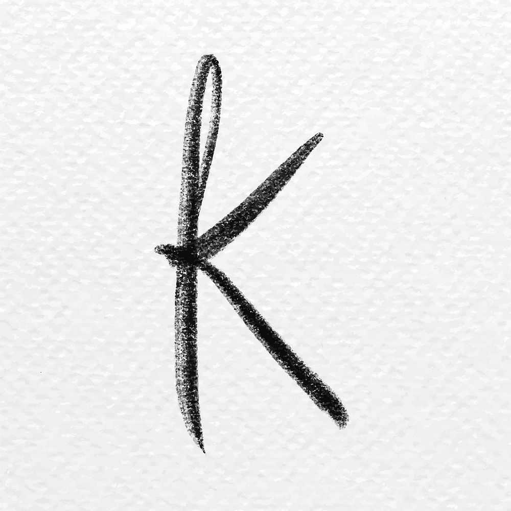 Cursive letter k vector lowercase typography