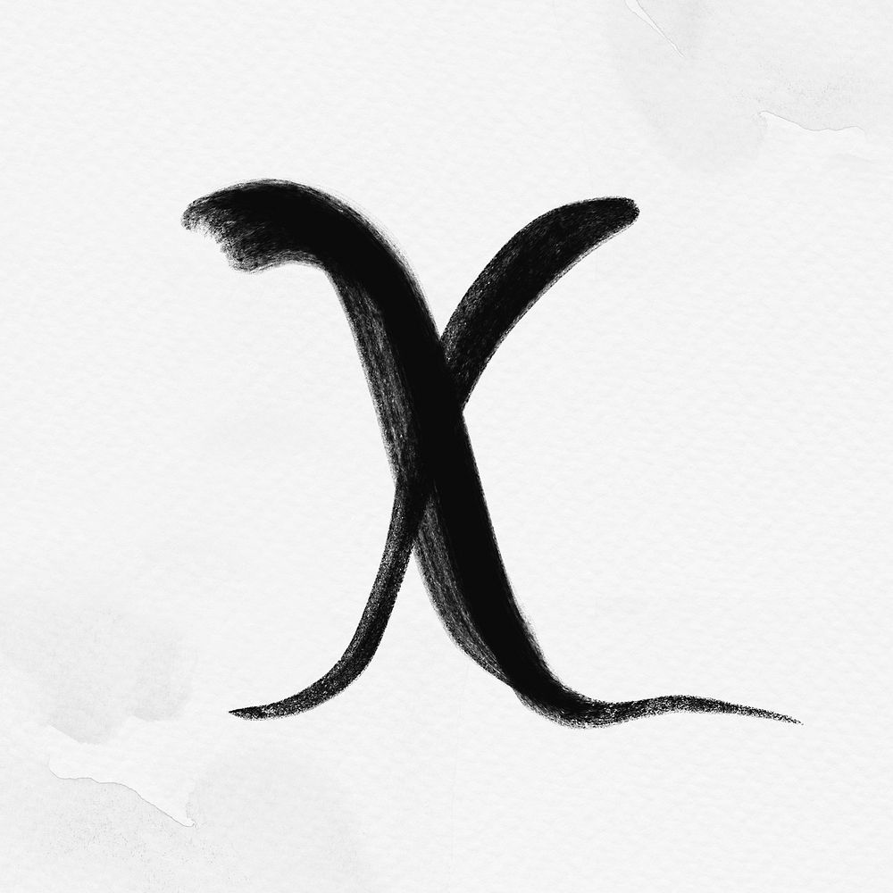 Letter x typography psd brush stroke font