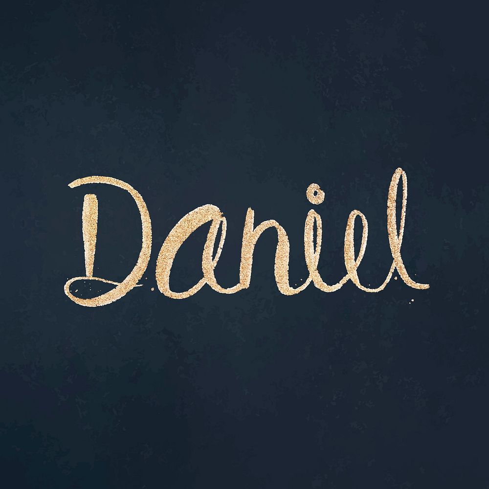 Cursive gold Daniel name vector font typography