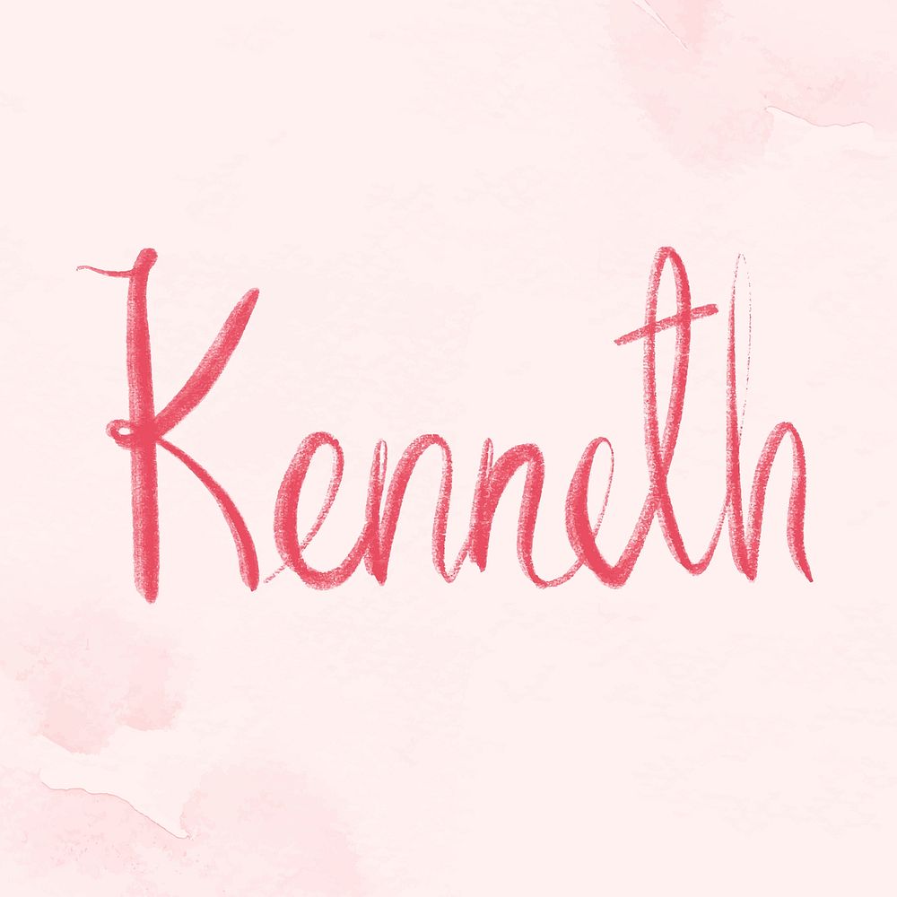 Kenneth name pink vector word typography