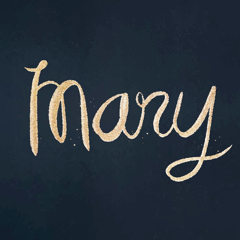 Mary vector sparkling gold font typography