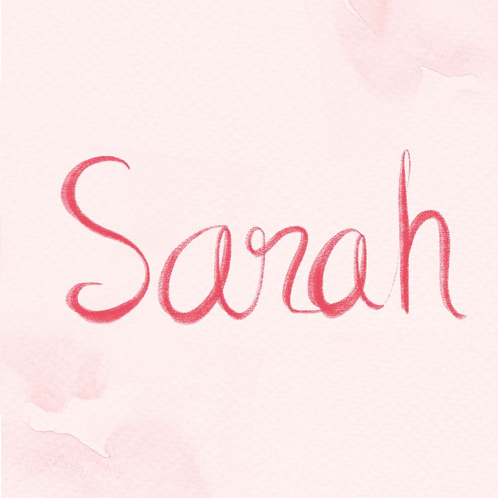 Sarah name word pink typography