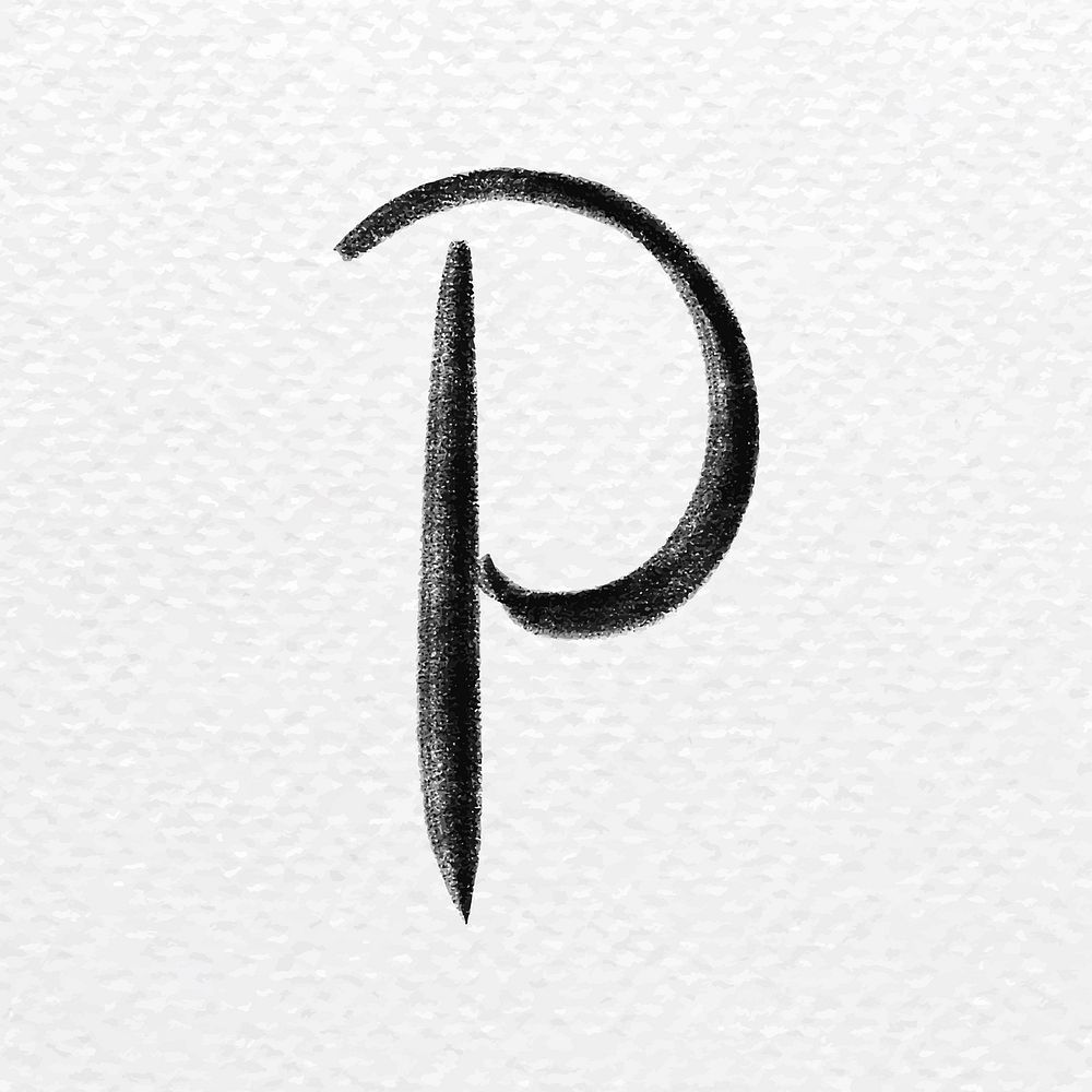Letter p brush stroke vector typography font
