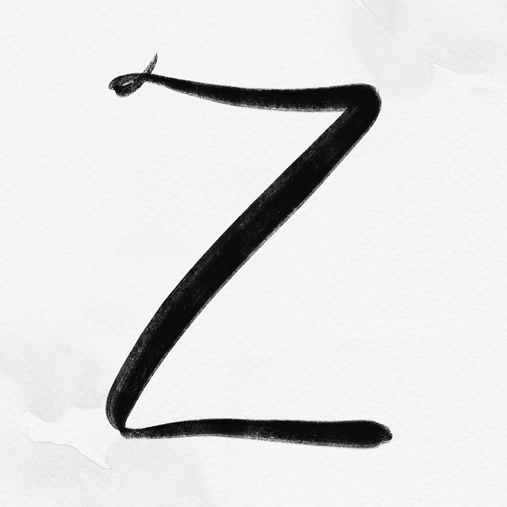 Letter z brush stroke psd typography font