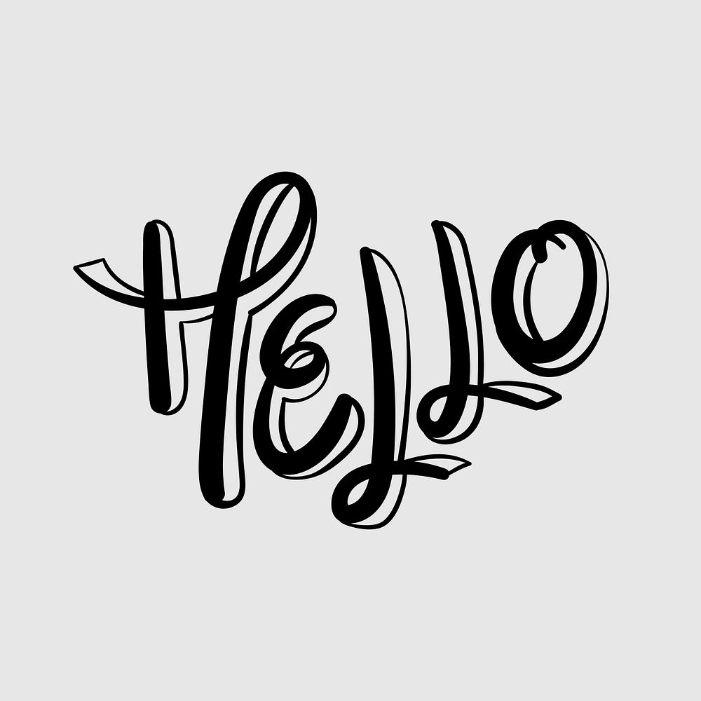 Black hello greeting text psd typography