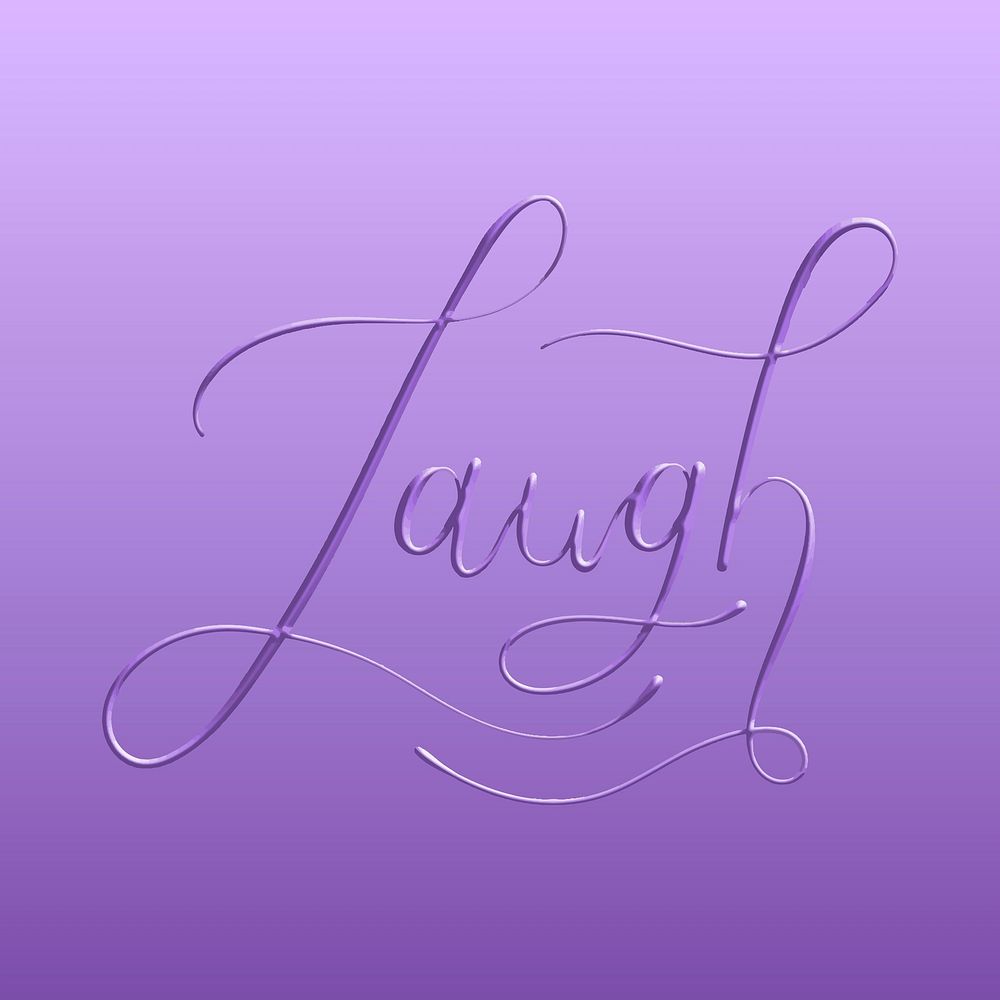 Laugh calligraphy purple text vector message