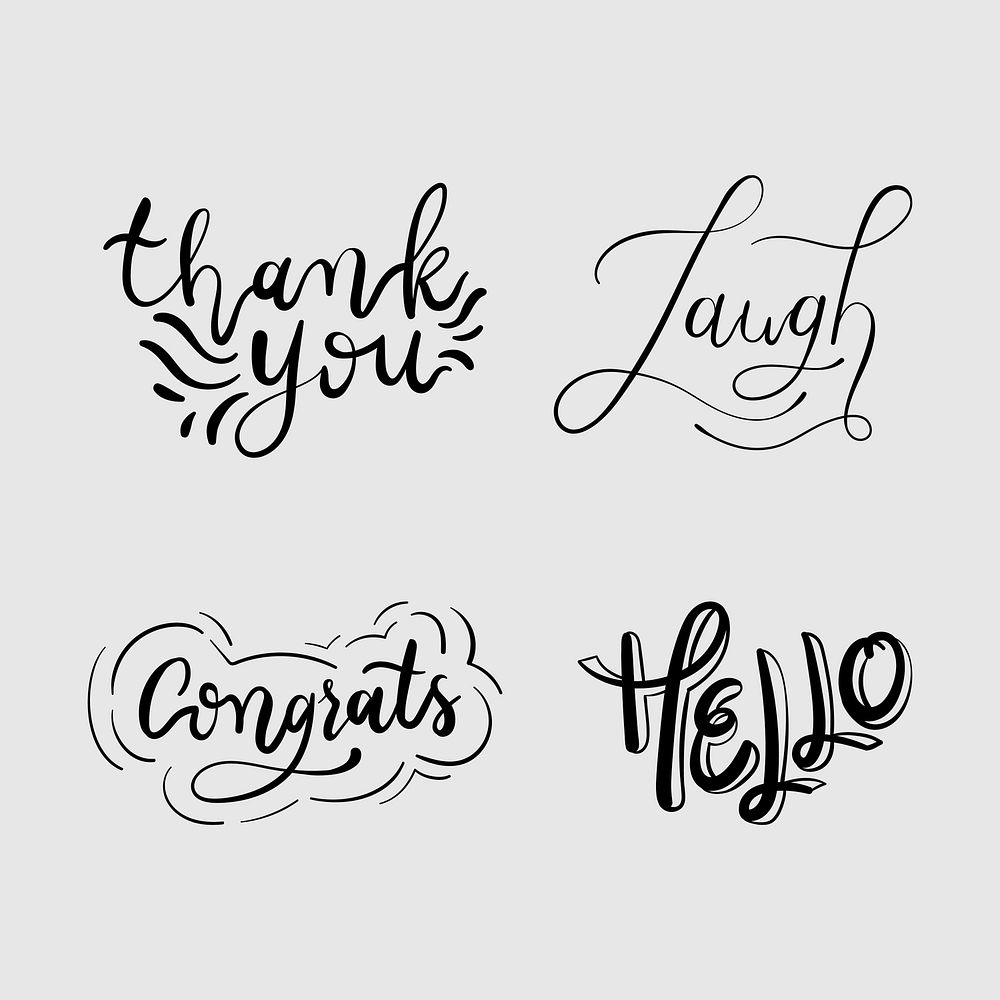 Fun cursive doodle words typography 