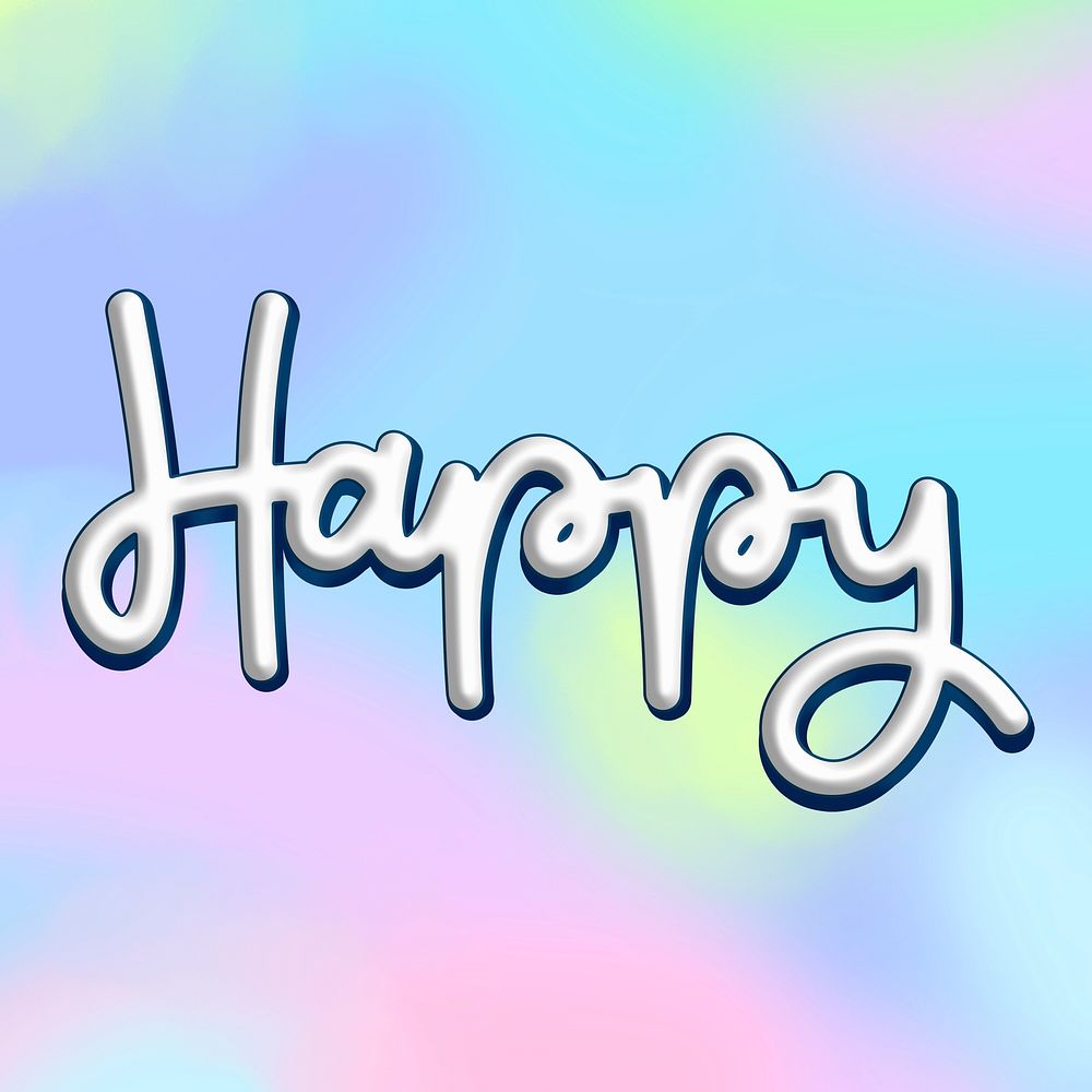 Happy white text typography psd message