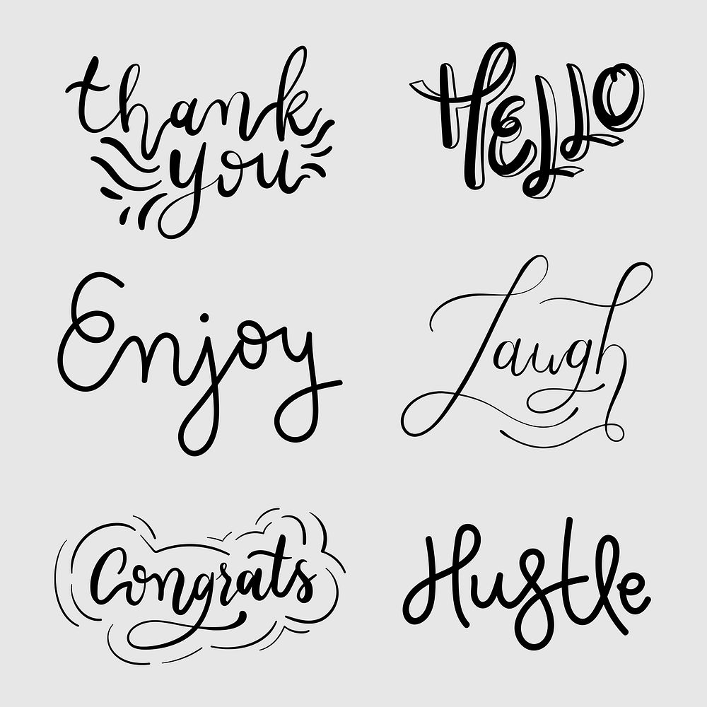 Psd doodle cursive fun words typography