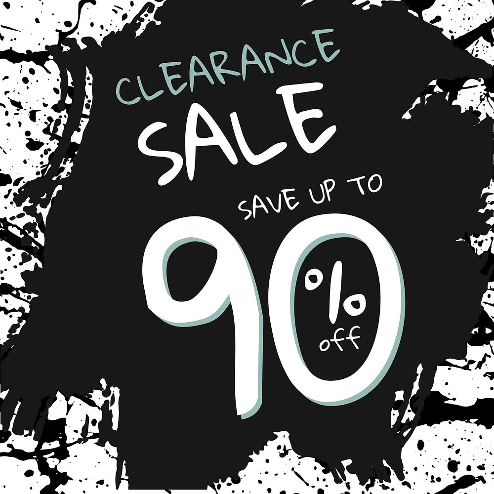 Clearance sale post on ink brush patterned background