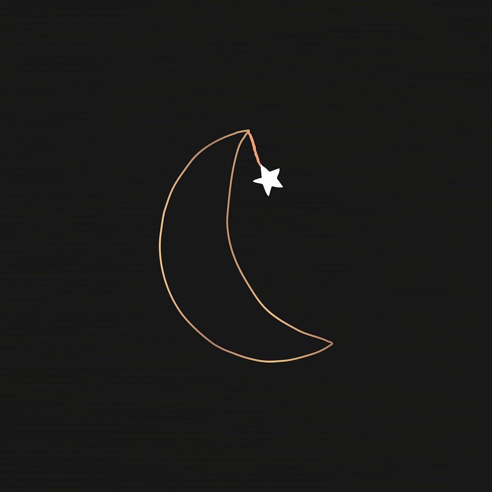 Crescent moon symbol sticker psd mystical magic clipart illustration minimal drawing