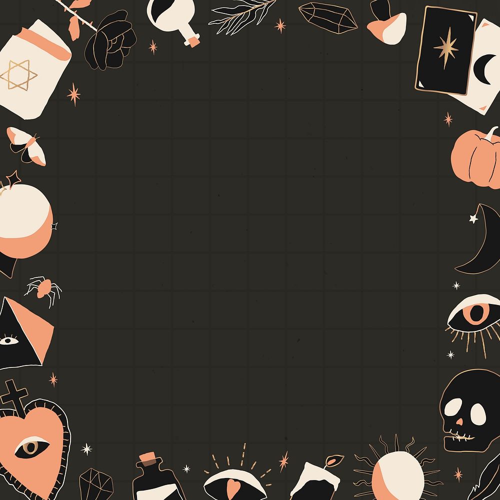 Happy doodle magic Halloween vector frame