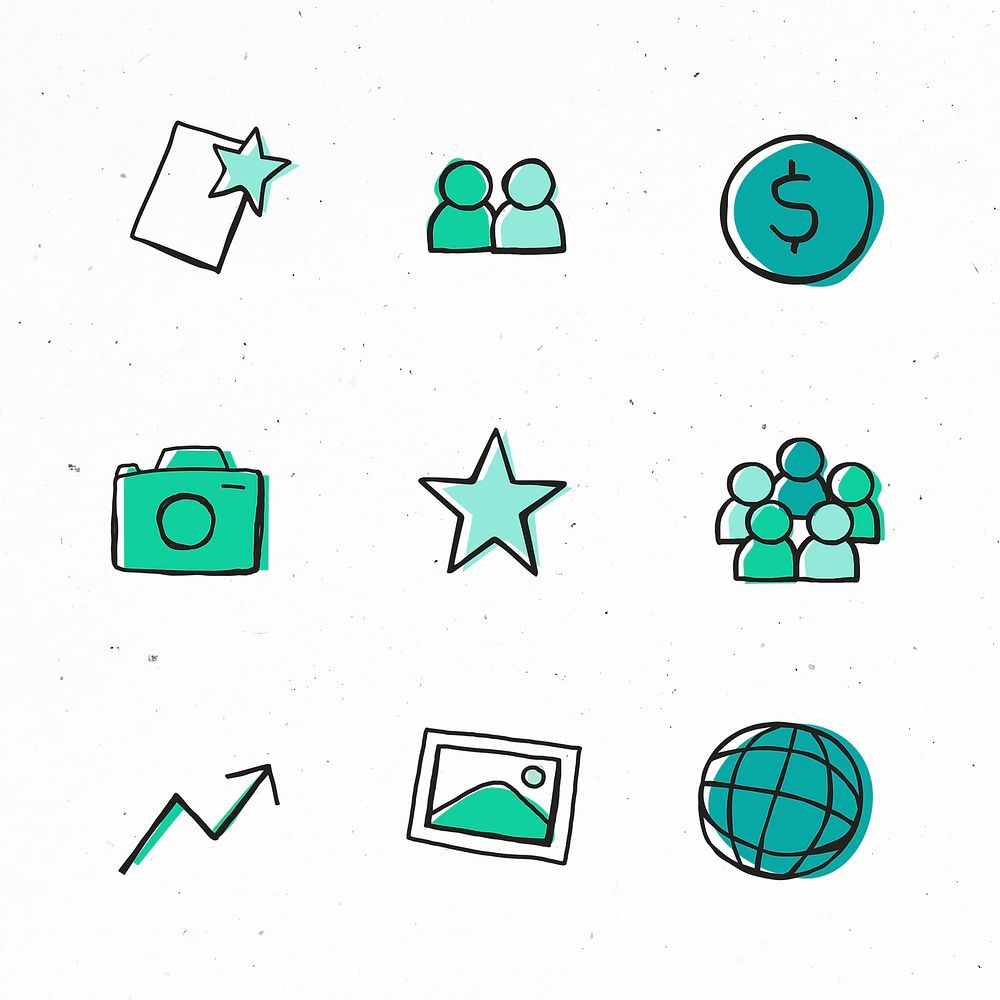 Green icon psd for business use set
