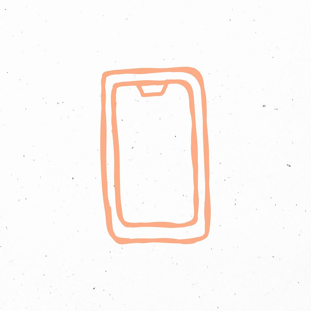 Orange hand drawn smartphone psd icon