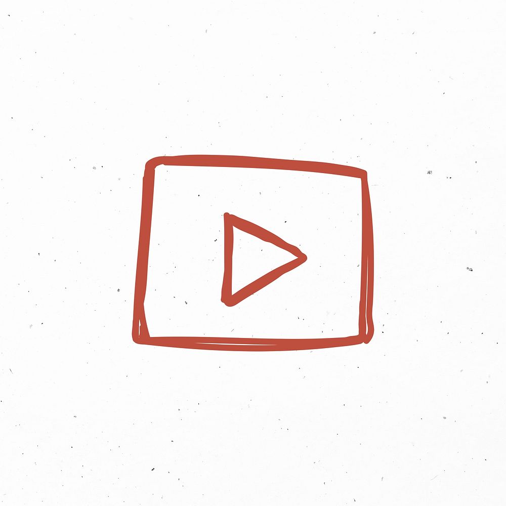 Red video player psd hand drawn cartoon icon