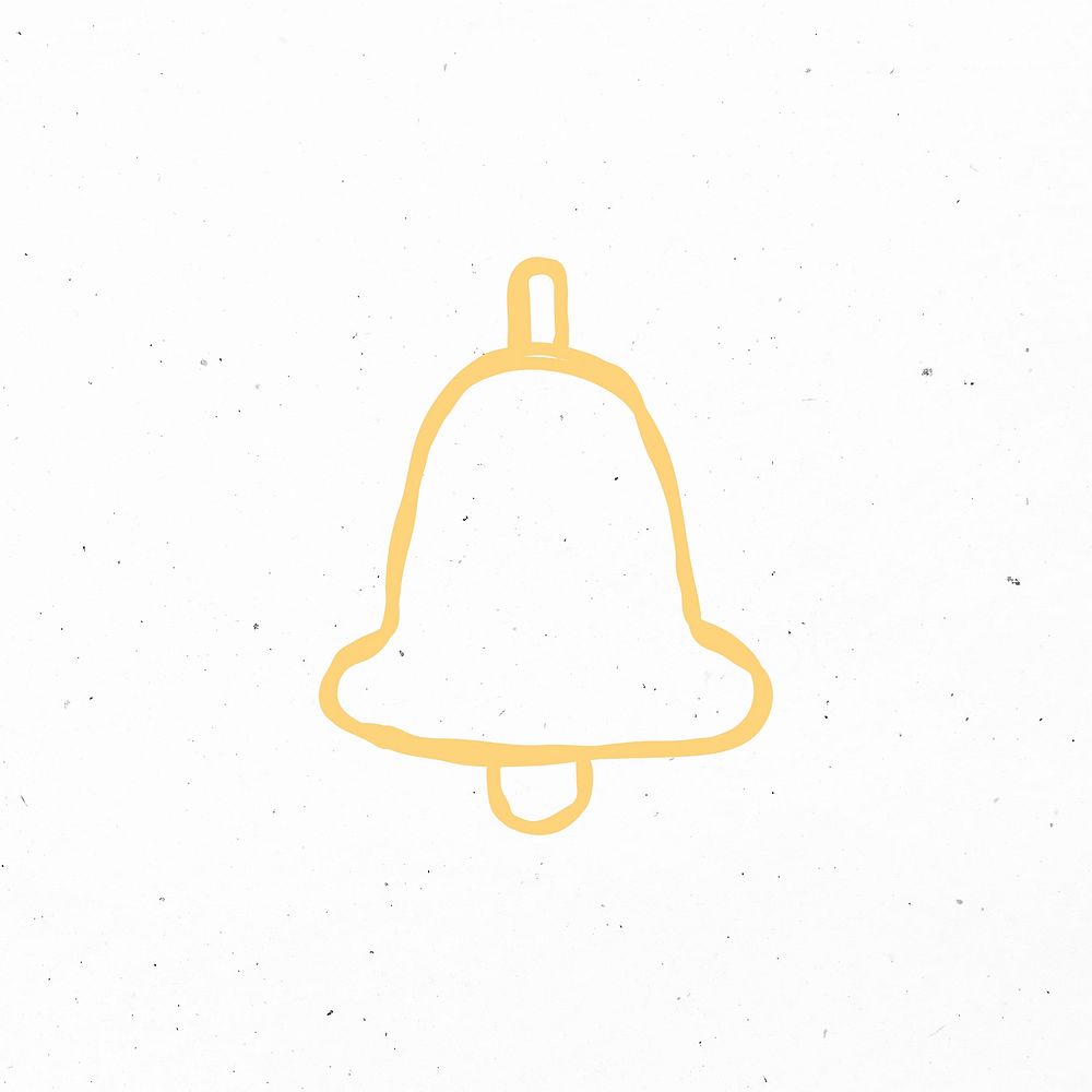 Yellow hand draw bell psd symbol