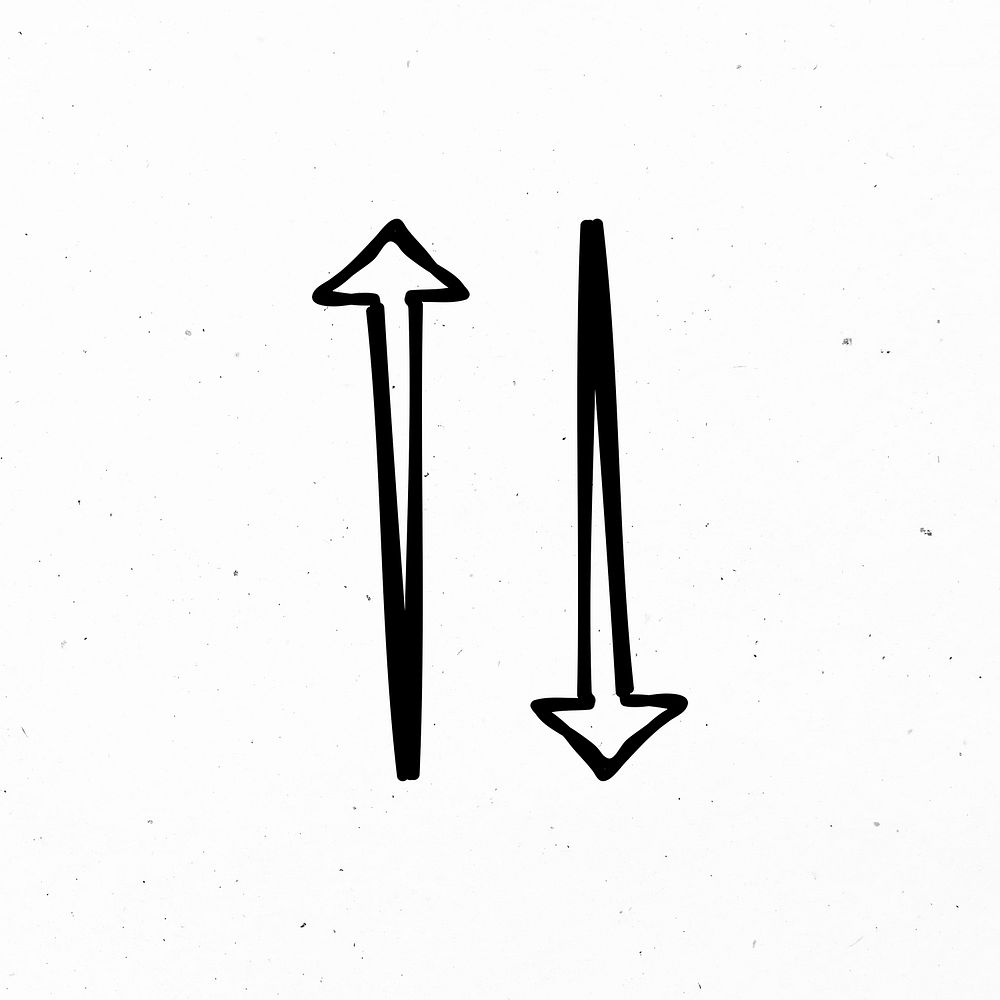 Psd black up and down arrow doodle icon