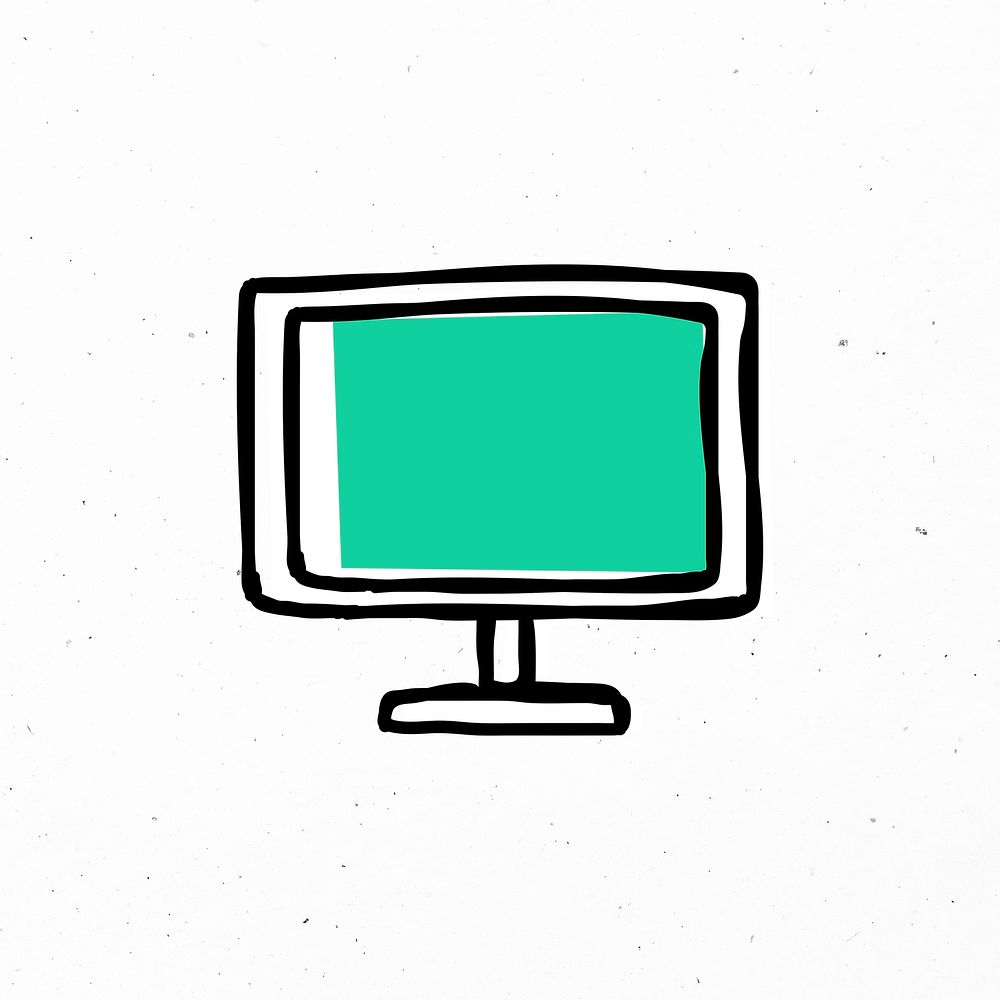 Simple green computer png hand drawn icon