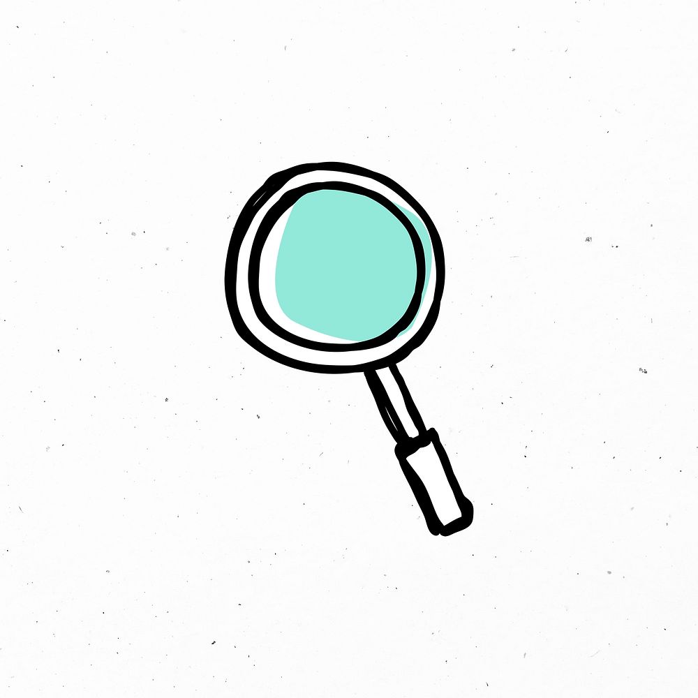 Green magnifying glass psd with doodle design