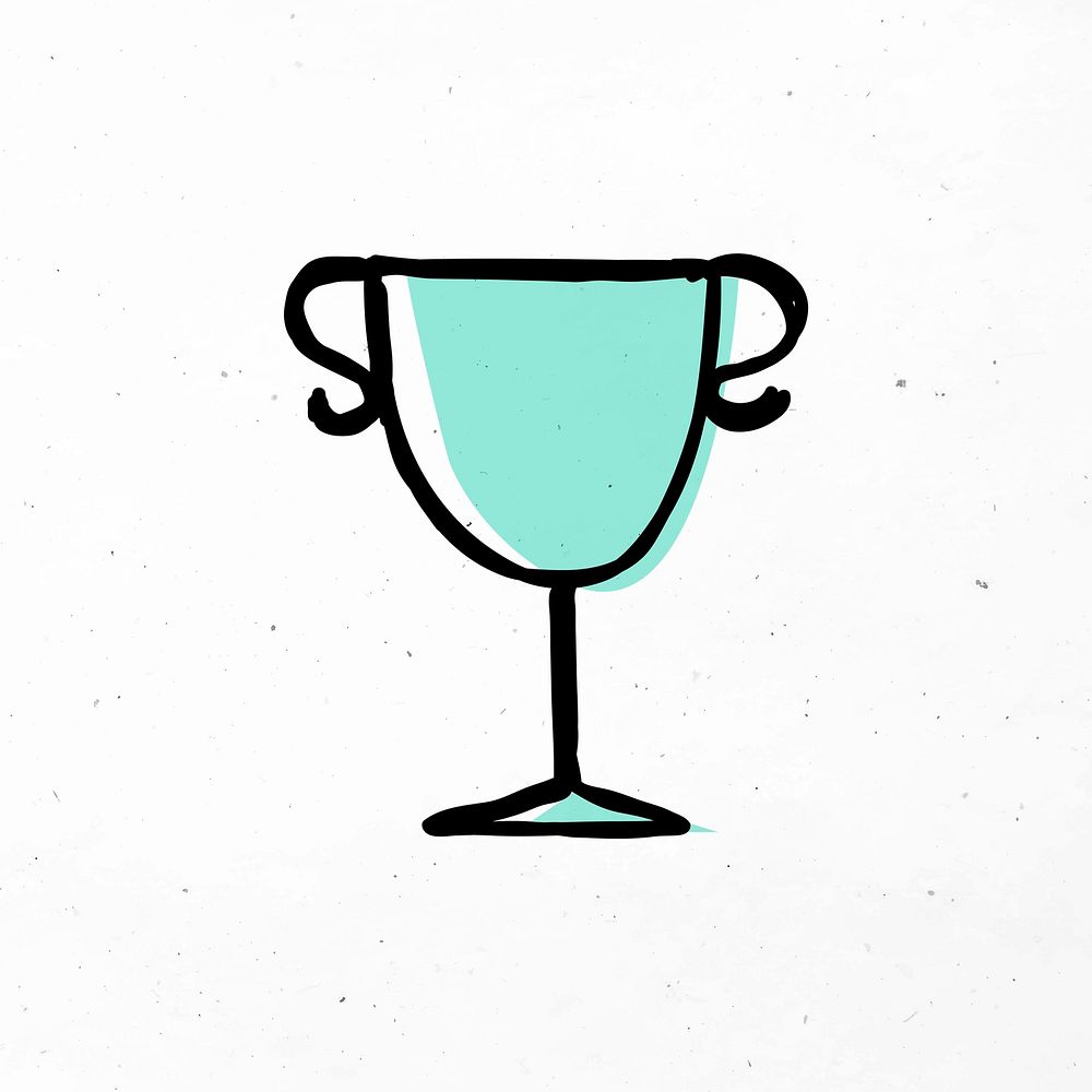 Green trophy cute doodle icon