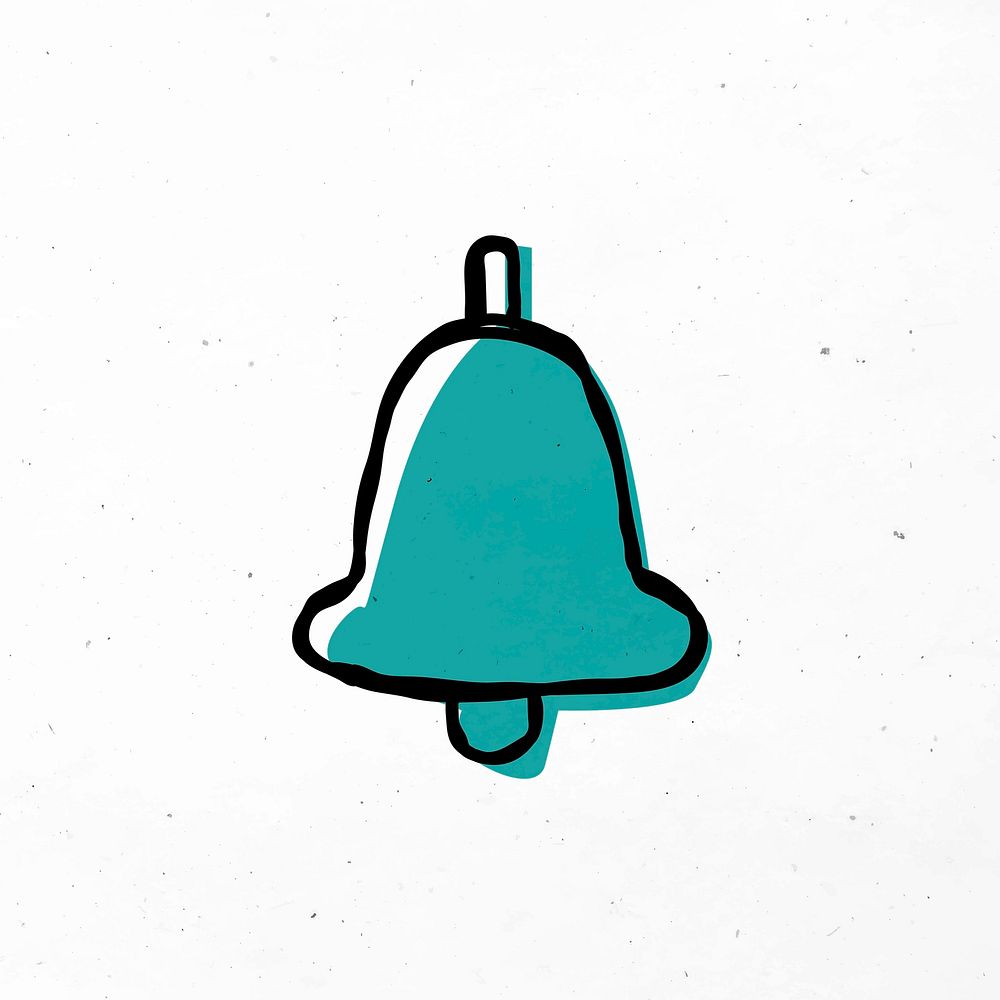 Green bell notification vector doodle icon