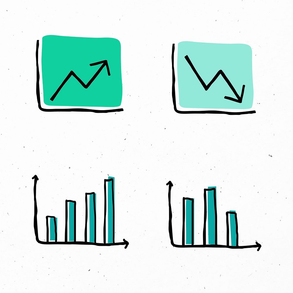 Professional charts psd for business presentation doodle icons set